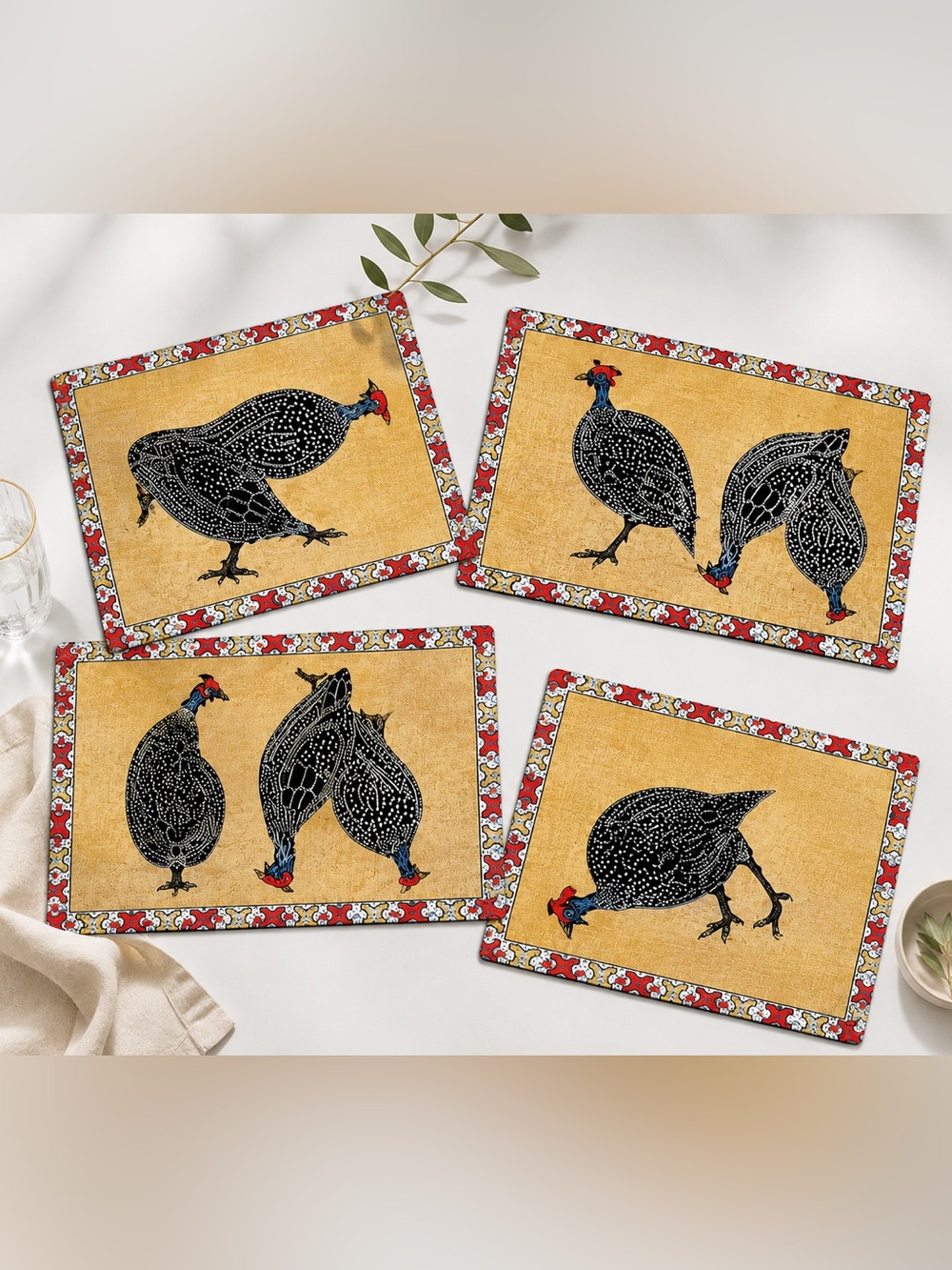 Cottagecore Boho Placemats Set of 4 Rustic Farmhouse French Country 100% Cotton